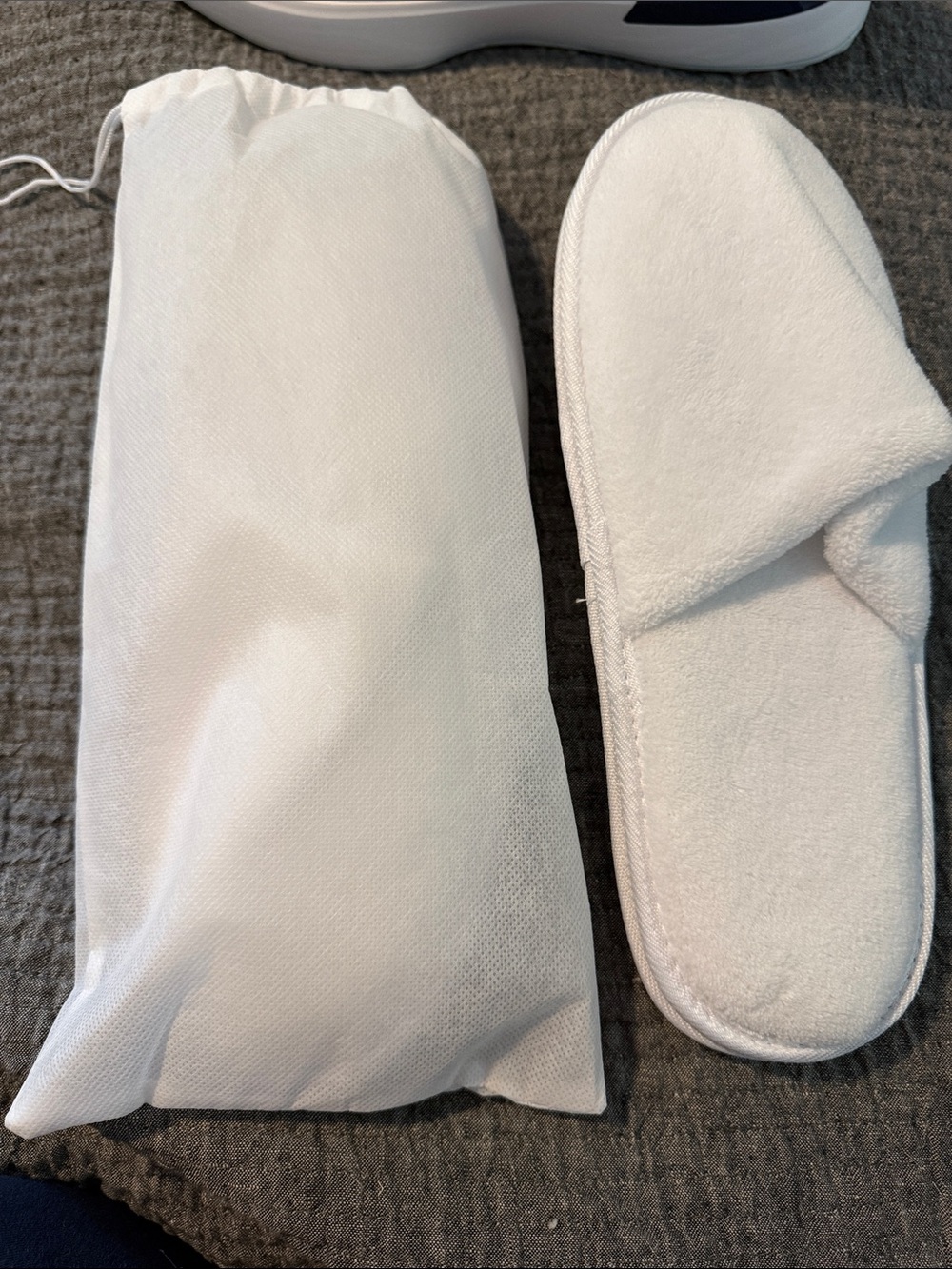 Pair (two items) Comfort Spa Slippers for Women — White Terry Open-Toe Slip-Ons